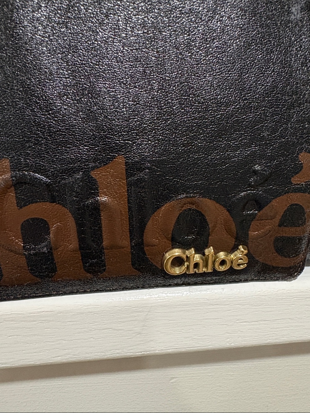 Chloe Eclipse Boston Black Leather Shoulder Bag with Brown Logo Accent - Picture 2 of 16